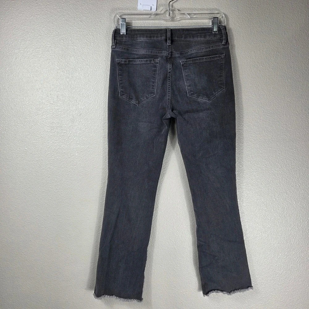 Free People Charcoal Gray Cropped Kick Flare Jeans 27 Raw Hem Stretch